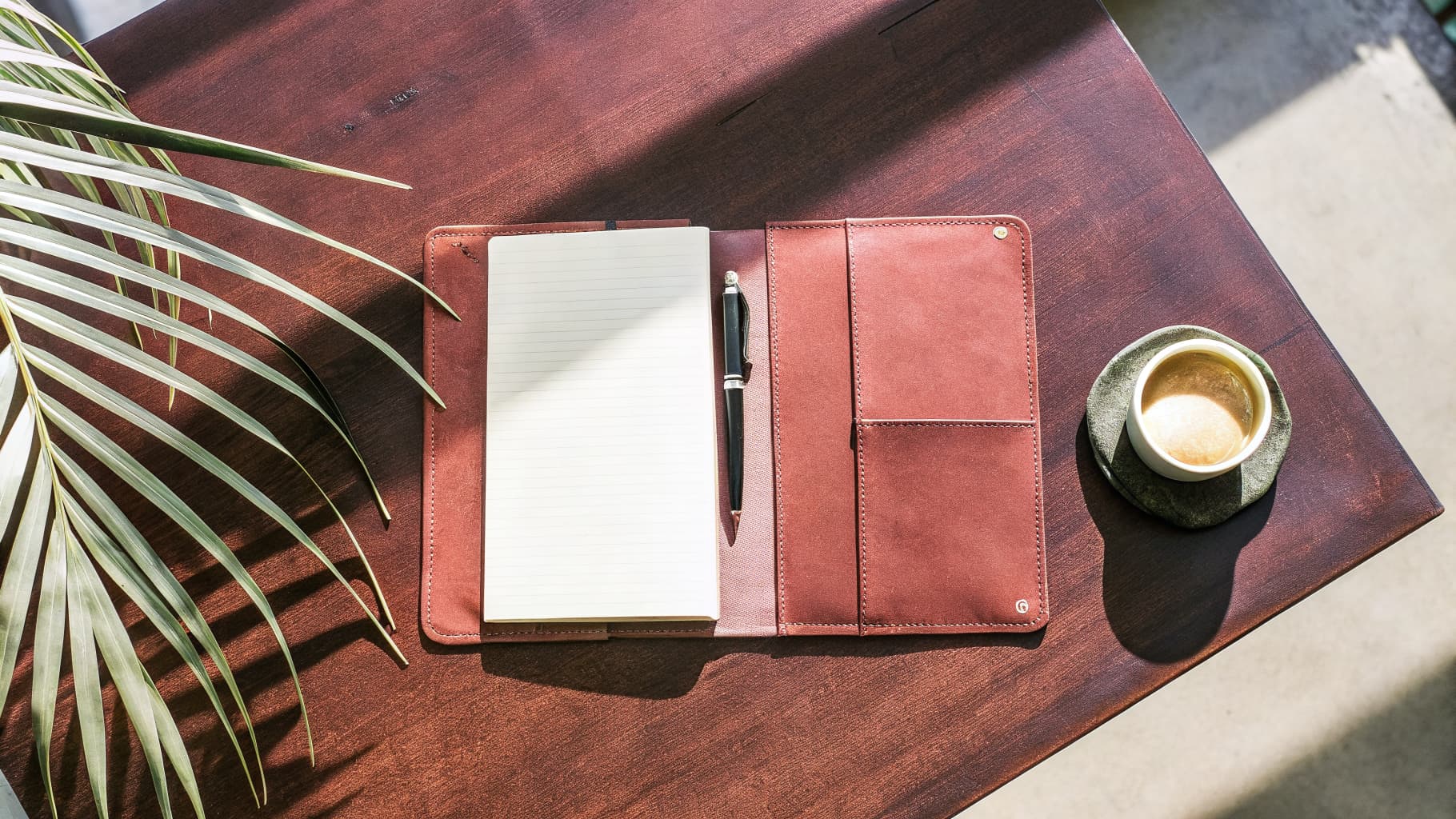 Editorial desk flat lay