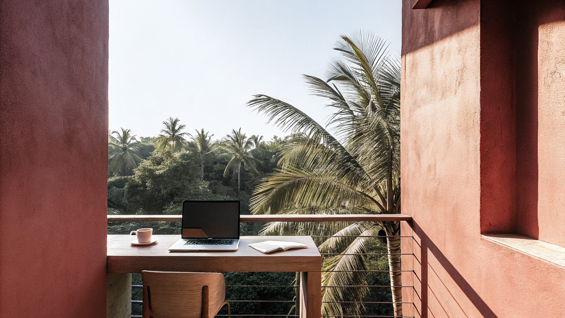 Remote worker on a Bali terrace
